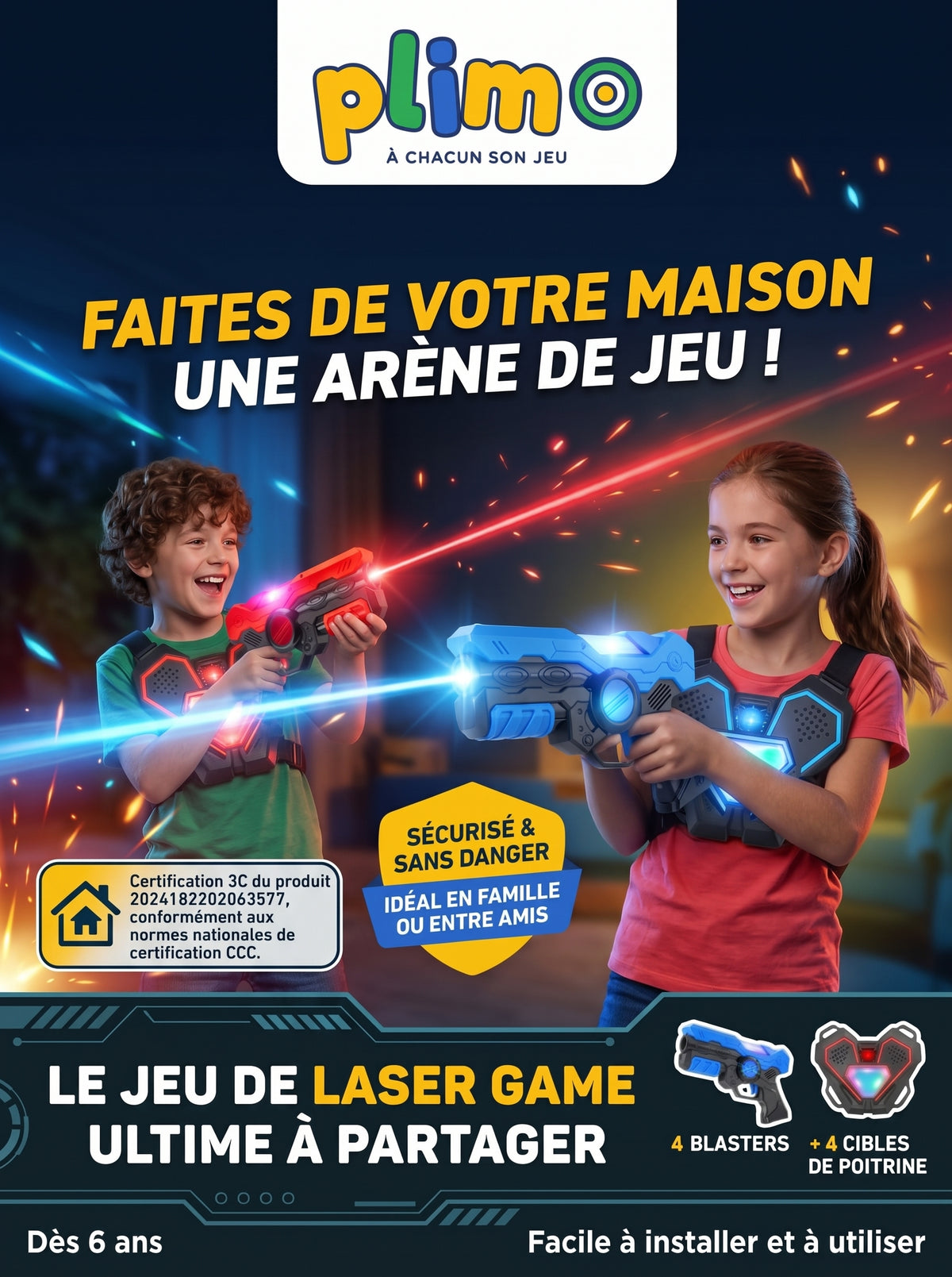 LAZER DUEL 4 JOUEURS GLOWTAG